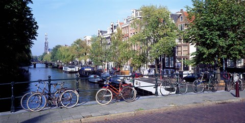 Framed Netherlands, Amsterdam, bicycles Print