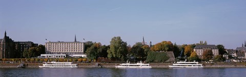 Framed Tour Boat In The River, Rhine River, Bonn, Germany Print