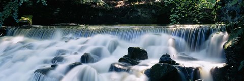 Framed Waterfall in a forest, Aberfeldy Birks, Perthshire, Scotland Print