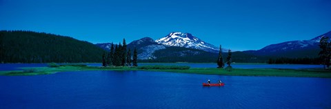 Framed South Sister canoeing Sparks Lake OR USA Print