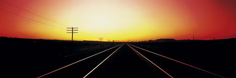 Framed Santa Fe Railroad Tracks, Daggett, California, USA Print