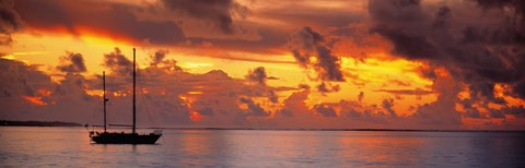 Framed Boat at sunset Print