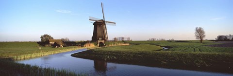 Framed Windmill, Schermerhorn, Netherlands Print