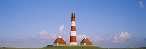 Framed Lighthouse on a landscape, Westerhever Lighthouse, Schleswig-Holstein, Germany Print