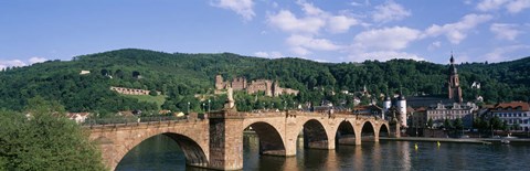 Framed Arch bridge across a river, Neckar River, Heidelberg, Baden-Wurttemberg, Germany Print
