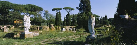 Framed Ruins of statues in a garden, Ostia Antica, Rome, Italy Print