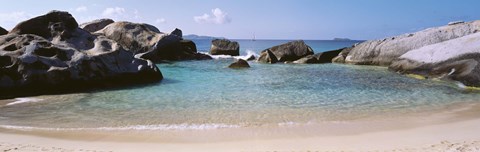 Framed British Virgin Islands, Virgin Gorda, The Baths, Rock formation in the sea Print