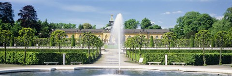Framed Fountain in a garden, Potsdam, Germany Print