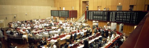 Framed Computerized trading floor at Frankfort, Germany Print