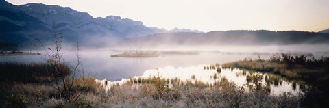 Framed Lake with mountains in the background, Canadian Rockies, Alberta, Canada Print