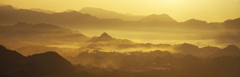 Framed Mountains with valley at sunset, Takachiho-Kyo, Miyazaki Prefecture, Kyushu, Japan Print