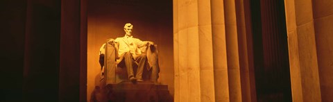 Framed Night, Lincoln Memorial, Washington DC, District Of Columbia, USA Print