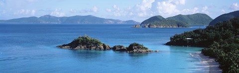 Framed US Virgin Islands, St. John, Trunk Bay, Tourists on vacations Print