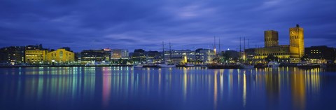 Framed Buildings at the waterfront, City Hall, Oslo, Norway Print