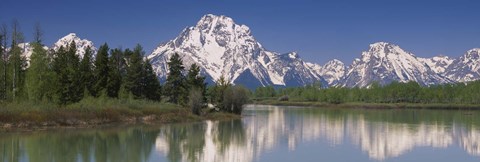 Framed Reflection of a mountain range in water, Oxbow Bend, Grand Teton National Park, Wyoming, USA Print