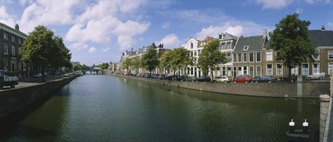 Framed Buildings along a canal, Haarlem, Netherlands Print
