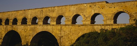 Framed High section view of an ancient aqueduct, Pont Du Gard, Nimes, Provence, France Print