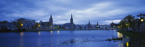 Framed Buildings along the river, Inverness, Scotland Print