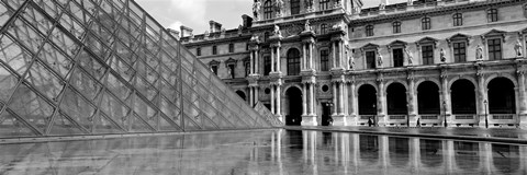 Framed Pyramid in front of an art museum, Musee Du Louvre, Paris, France Print
