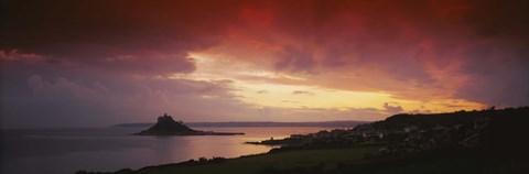 Framed Clouds over an island, St. Michael's Mount, Cornwall, England Print