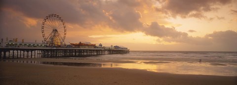 Framed Ferris wheel near a pier, Central Pier, Blackpool, Lancashire, England Print