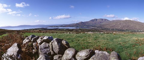 Framed UK, Ireland, Beara Peninsula, Rocks in front of Caha Mountains Print