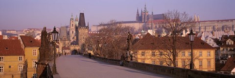 Framed View Of Houses Along The Charles Bridge, Prague, Czech Republic Print