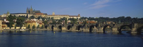 Framed Bridge across a river, Charles Bridge, Vltava River, Prague, Czech Republic Print
