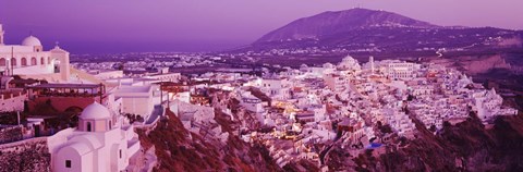 Framed Fira at dusk, Santorini, Greece Print