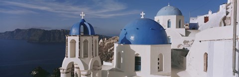 Framed High Angle View Of A Church, Church Of Anastasis, Fira, Santorini, Greece Print