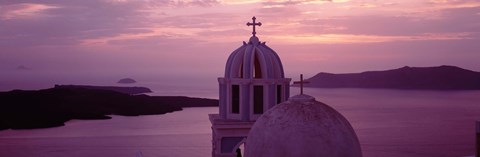 Framed Silhouette Of A Church, Santorini Church, Greece Print
