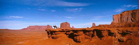 Framed Person riding a horse on a landscape, Monument Valley, Arizona, USA Print