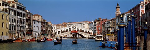 Framed Bridge across a canal, Rialto Bridge, Grand Canal, Venice, Veneto, Italy Print