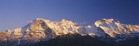Framed Low Angle View Of Snowcapped Mountains, Bernese Oberland, Switzerland Print
