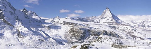 Framed Snow Covered Slopes, Matterhorn Switzerland Print