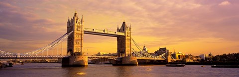 Framed Tower Bridge London England with Orange Sky Print