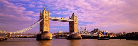 Framed Tower Bridge London England with Purple Sky Print