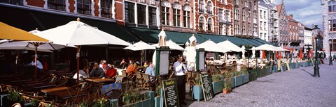 Framed Group of people in a restaurant, Bruges, Belgium Print