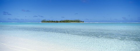 Framed Island in the ocean, Maina, Aitutaki, Cook Islands Print