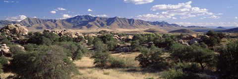 Framed Clouded Sky Over Arid Landscape, Dragoon Mountains, Texas Valley, Arizona, USA Print
