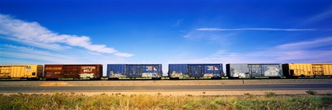 Framed Boxcars Railroad CA Print