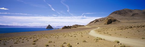 Framed Dirt road on a landscape, Pyramid Lake, Nevada, USA Print