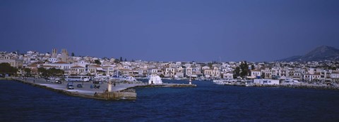Framed Buildings on the waterfront, Aegina, Saronic Gulf Islands, Greece Print