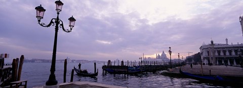 Framed Gondolas in canal with a church in the background, Sana Maria Della Salute, Grand Canal, Venice, Italy Print