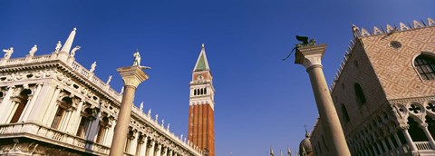 Framed Low angle view of a bell tower, St. Mark&#39;s Square, Venice, Italy Print
