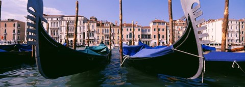 Framed Close-Up of Gondolas, Grand Canal, Venice, Italy Print