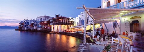 Framed Waterfront View of Mykonos, Greece Print