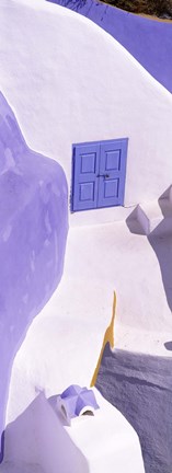 Framed Blue door, Santorini, Greece Print