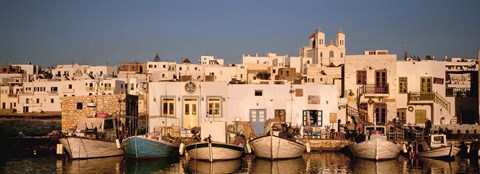 Framed Boats at the waterfront, Paros, Cyclades Islands, Greece Print