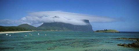 Framed Boats Floating In The Sea, Lord Howe Island, New South Wales, United Kingdom, Australia Print